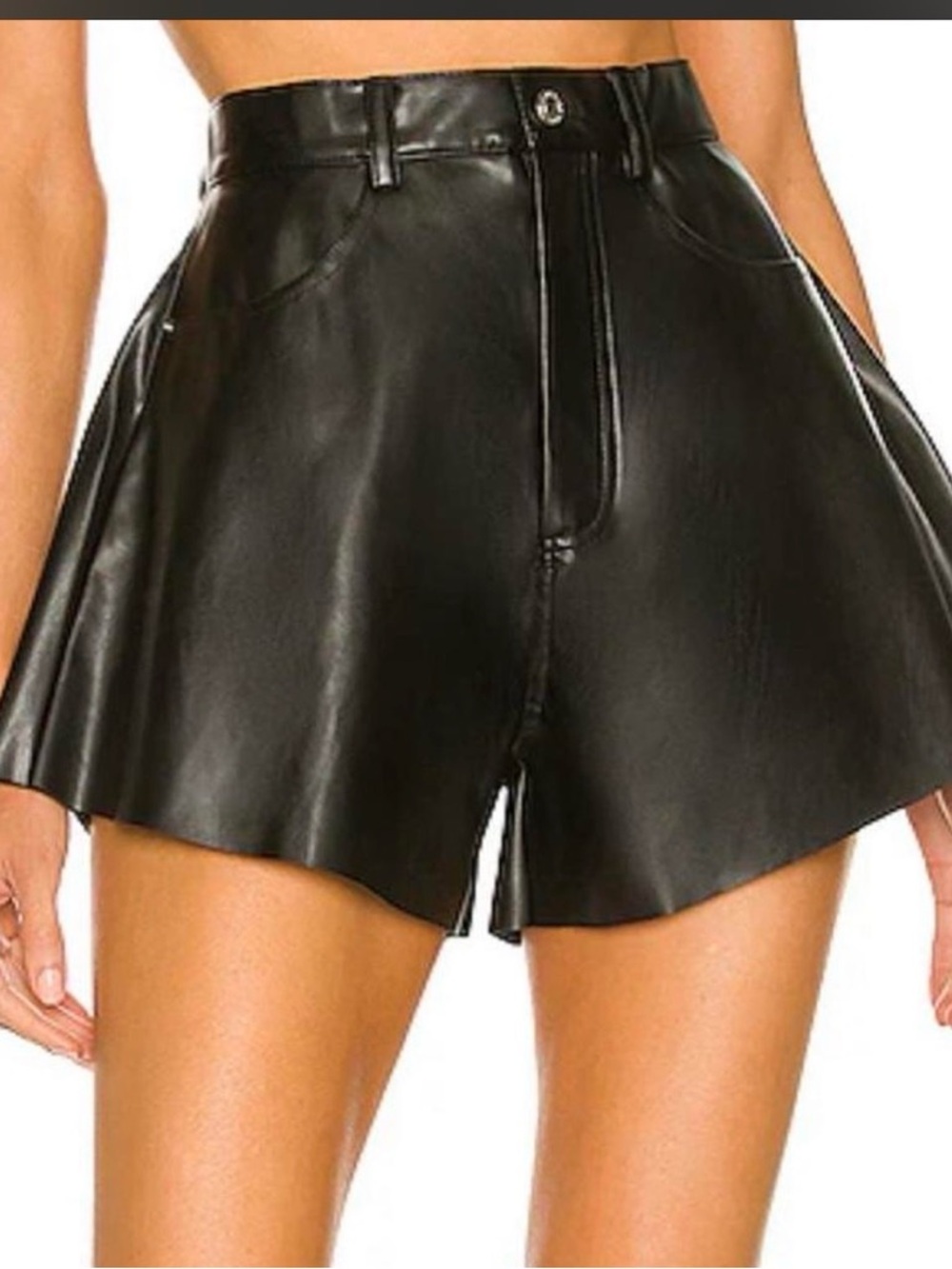 WeWoreWhat Black High-Waist Faux Leather Shorts